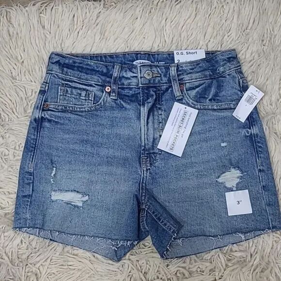 Old Navy Blut OG Straight Jean Shorts High-Waisted Plus Size 24 NWT - Picture 3 of 3